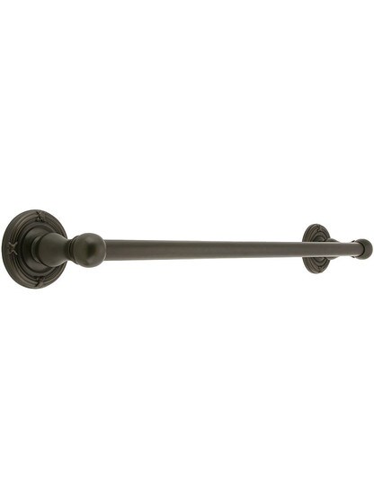 18 inch Brass Towel Bar with Ribbon and Reed Rosettes in Oil Rubbed Bronze.